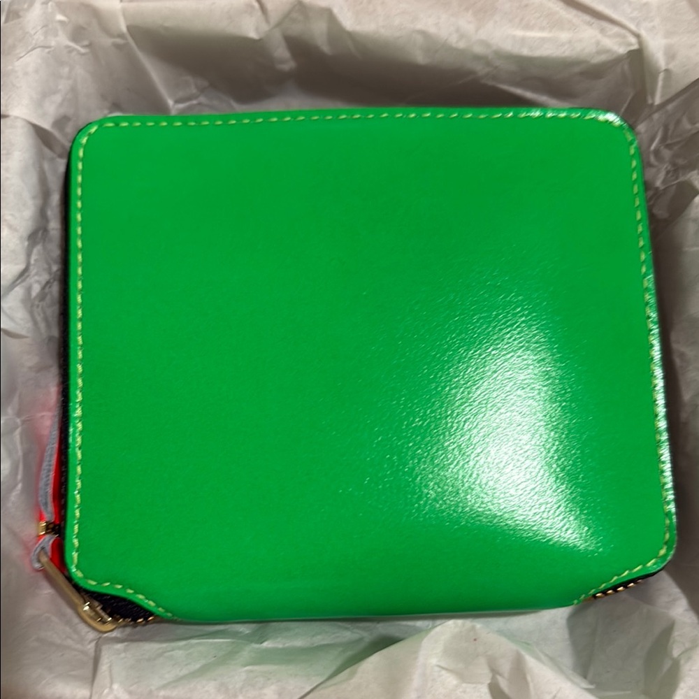 Comme des Garcons Super Fluo Green Leather Wallet
